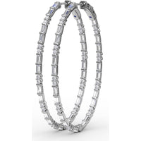 Hoop Earrings with Alternating Emerald-Cut and Round Diamonds by Fana - 3.67 Carat Total Diamond Weight