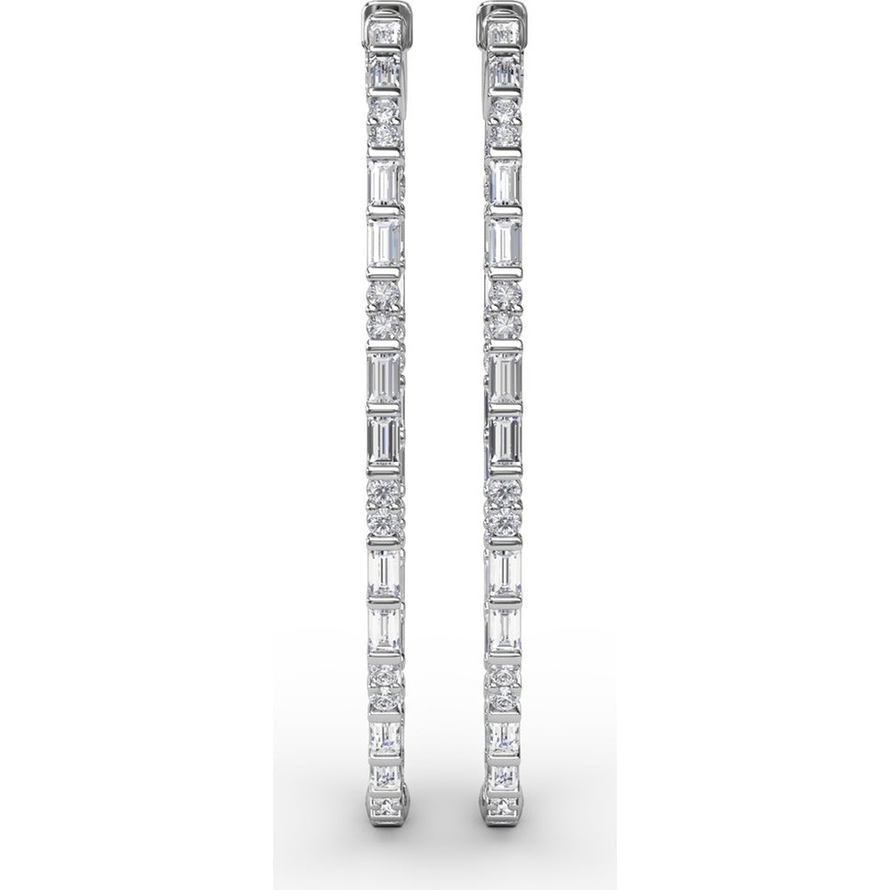 Hoop Earrings with Alternating Emerald-Cut and Round Diamonds by Fana - 3.67 Carat Total Diamond Weight