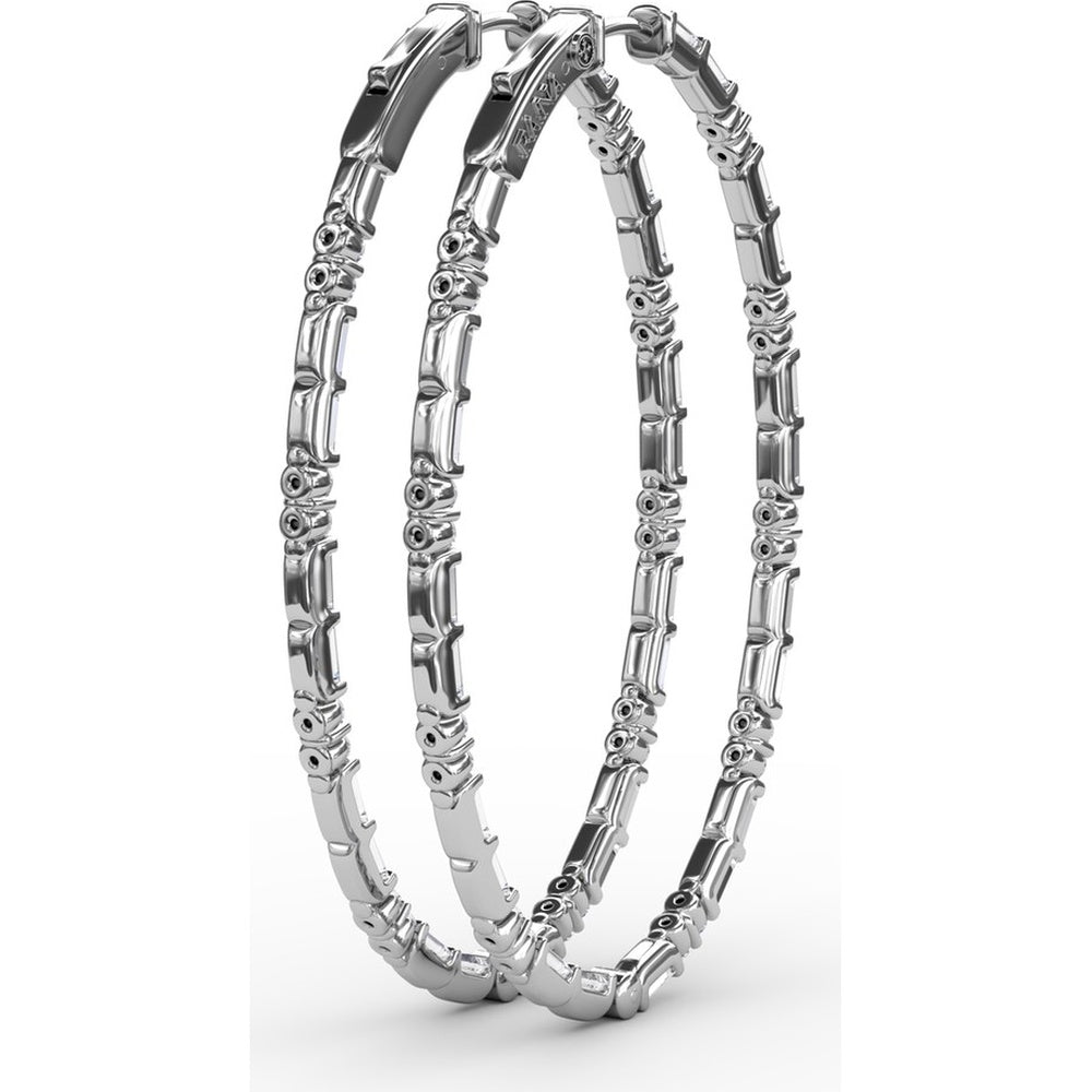 Hoop Earrings with Alternating Emerald-Cut and Round Diamonds by Fana - 3.67 Carat Total Diamond Weight