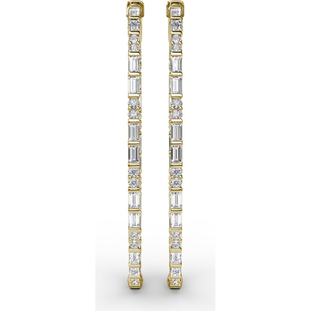 Hoop Earrings with Alternating Emerald-Cut and Round Diamonds by Fana - 3.67 Carat Total Diamond Weight