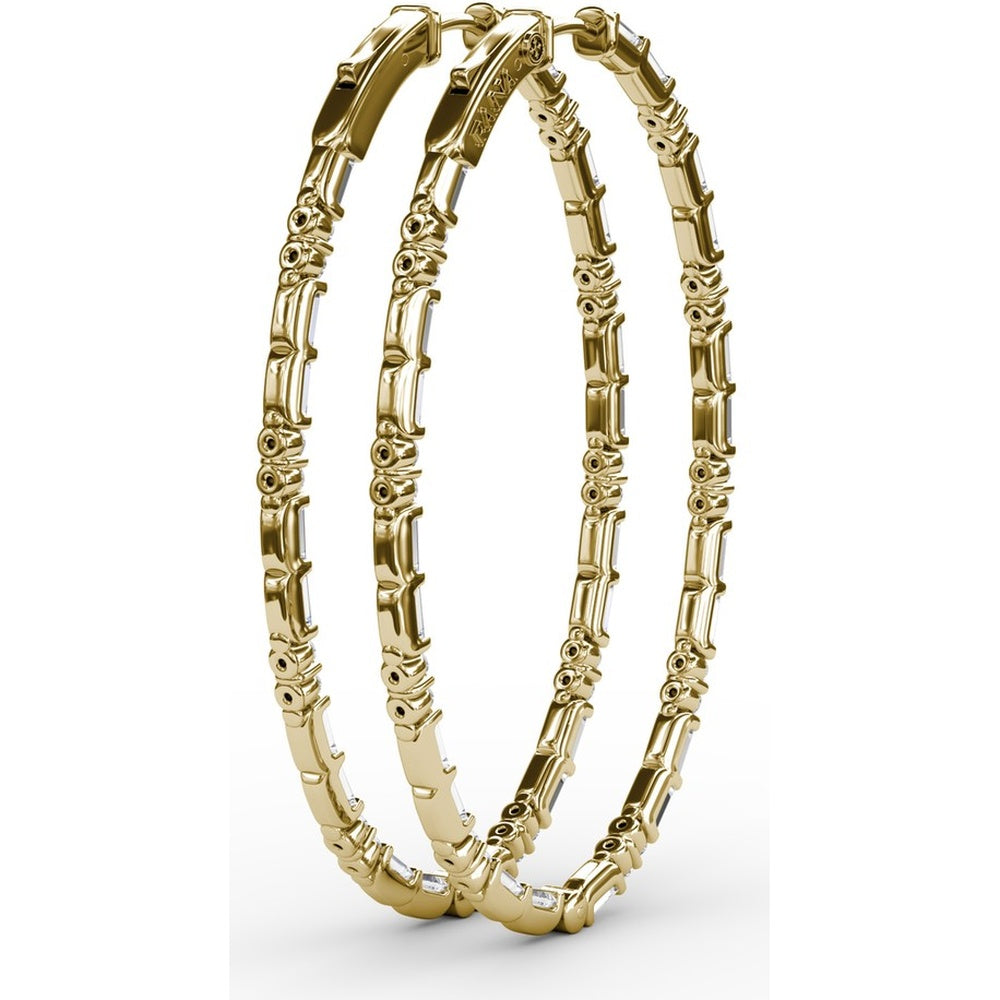 Hoop Earrings with Alternating Emerald-Cut and Round Diamonds by Fana - 3.67 Carat Total Diamond Weight