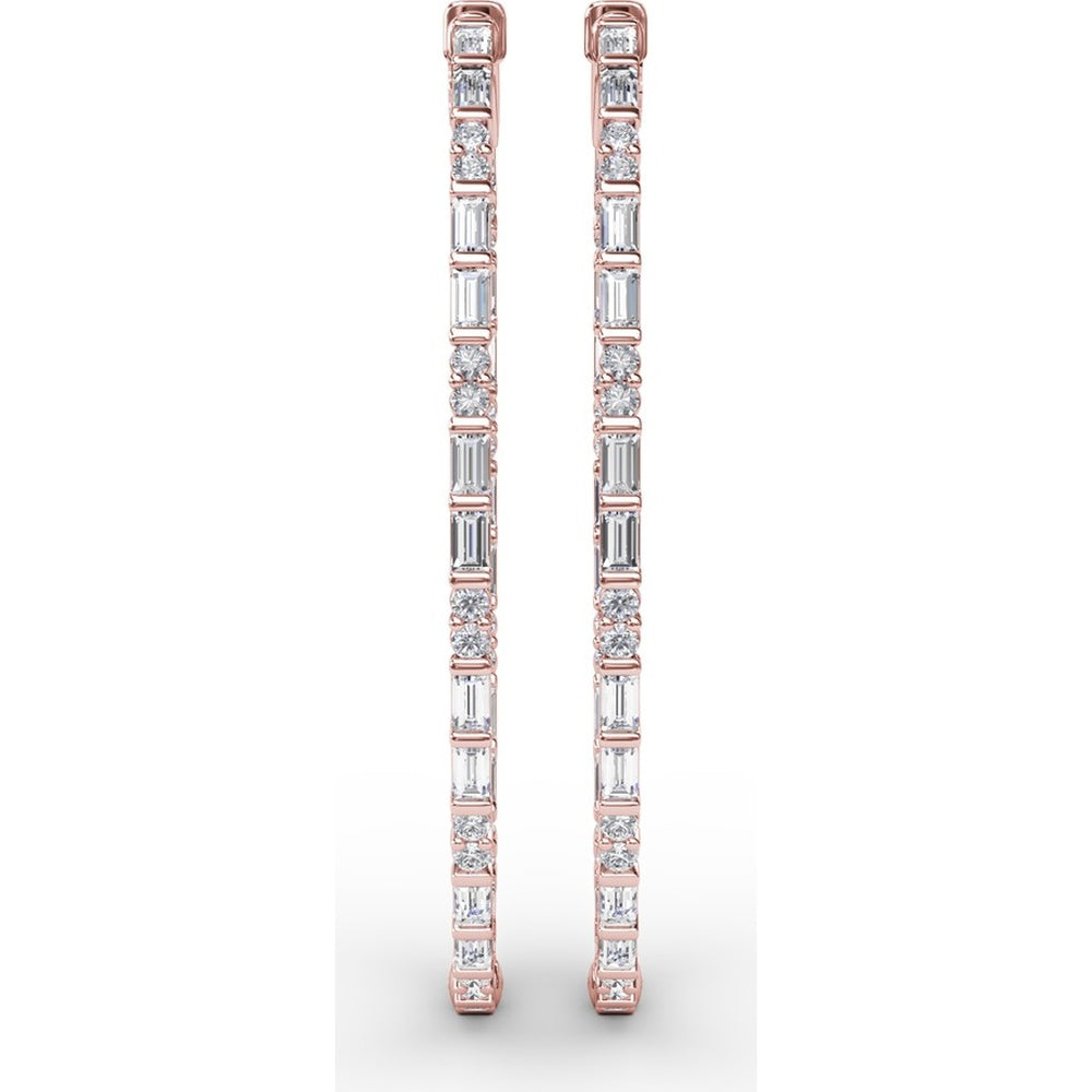 Hoop Earrings with Alternating Emerald-Cut and Round Diamonds by Fana - 3.67 Carat Total Diamond Weight