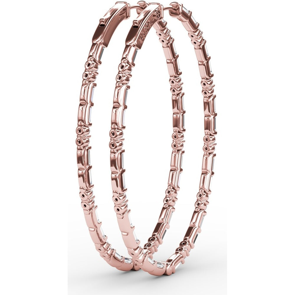 Hoop Earrings with Alternating Emerald-Cut and Round Diamonds by Fana - 3.67 Carat Total Diamond Weight