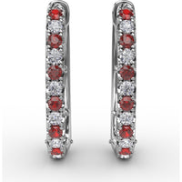 Hoop Earrings with Alternating Round Rubies and Diamonds by Fana - 0.70 Carat Total Gemstone Weight