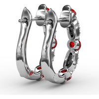 Hoop Earrings with Alternating Round Rubies and Pavé Diamonds by Fana - 1.95 Carat Total Gemstone Weight