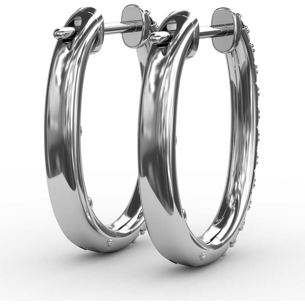 Hoop Earrings with Alternating Shared-Prong Round Sapphires and Diamonds by Fana - 0.78 Carat Total Gemstone Weight