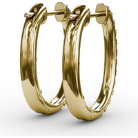 Hoop Earrings with Alternating Shared-Prong Round Sapphires and Diamonds by Fana - 0.78 Carat Total Gemstone Weight