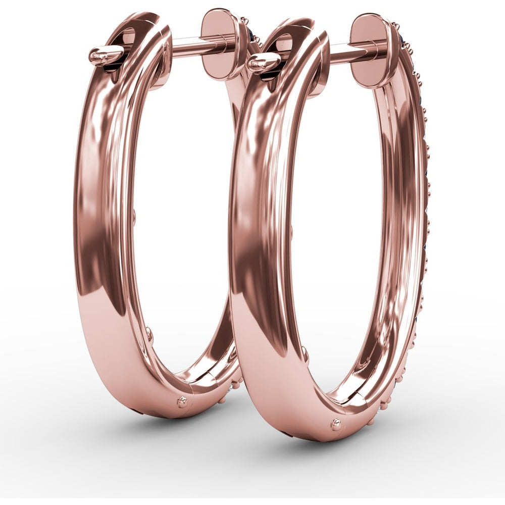 Hoop Earrings with Alternating Shared-Prong Round Sapphires and Diamonds by Fana - 0.78 Carat Total Gemstone Weight