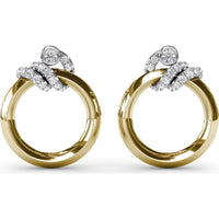 Hoop Earrings with Bezel-Set Round Diamond and Pavé Wrap by Fana - 0.61 Carat Total Diamond Weight