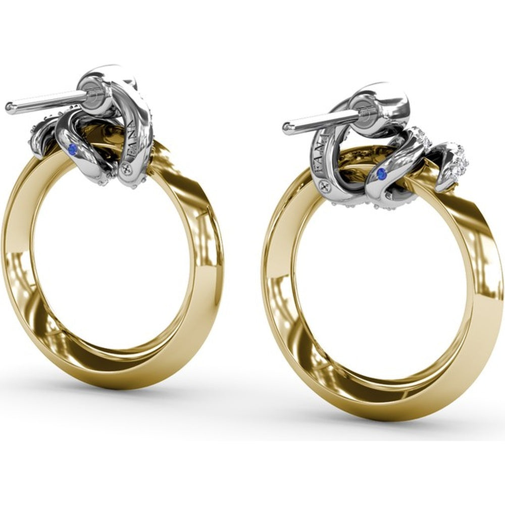 Hoop Earrings with Bezel-Set Round Diamond and Pavé Wrap by Fana - 0.61 Carat Total Diamond Weight