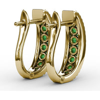 Hoop Earrings with Channel Set Round Emeralds and Diamond Pavé Edges by Fana - 1.85 Carat Total Gemstone Weight