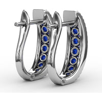 Hoop Earrings with Channel Set Round Sapphires and Pavé Diamonds by Fana - 2.13 Carat Total Gemstone Weight