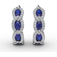 Hoop Earrings with Oval Sapphires and Diamond Halos by Fana - 1.67 Carat Total Gemstone Weight
