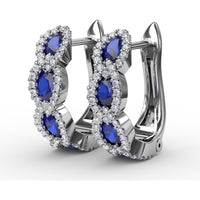 Hoop Earrings with Oval Sapphires and Diamond Halos by Fana - 1.67 Carat Total Gemstone Weight