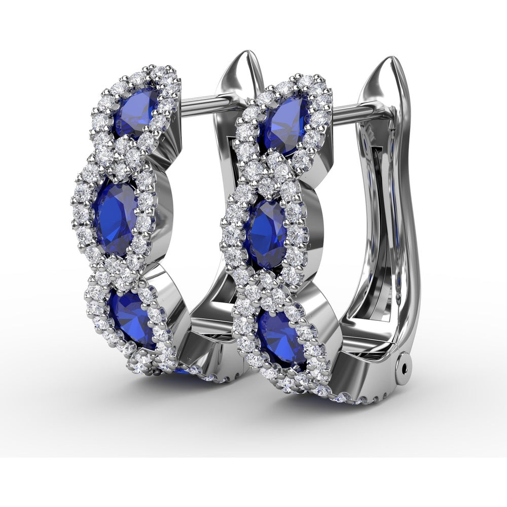 Hoop Earrings with Oval Sapphires and Diamond Halos by Fana - 1.67 Carat Total Gemstone Weight