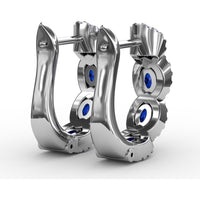 Hoop Earrings with Oval Sapphires and Diamond Halos by Fana - 1.67 Carat Total Gemstone Weight