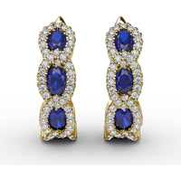 Hoop Earrings with Oval Sapphires and Diamond Halos by Fana - 1.67 Carat Total Gemstone Weight