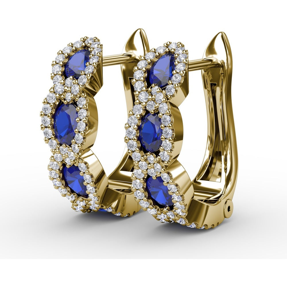 Hoop Earrings with Oval Sapphires and Diamond Halos by Fana - 1.67 Carat Total Gemstone Weight