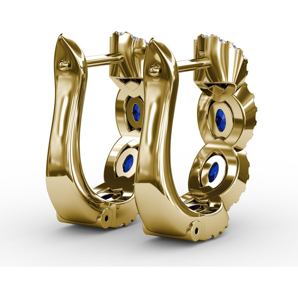 Hoop Earrings with Oval Sapphires and Diamond Halos by Fana - 1.67 Carat Total Gemstone Weight