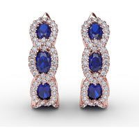 Hoop Earrings with Oval Sapphires and Diamond Halos by Fana - 1.67 Carat Total Gemstone Weight