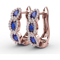 Hoop Earrings with Oval Sapphires and Diamond Halos by Fana - 1.67 Carat Total Gemstone Weight