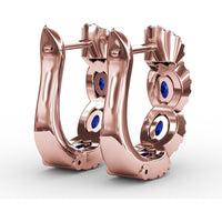 Hoop Earrings with Oval Sapphires and Diamond Halos by Fana - 1.67 Carat Total Gemstone Weight