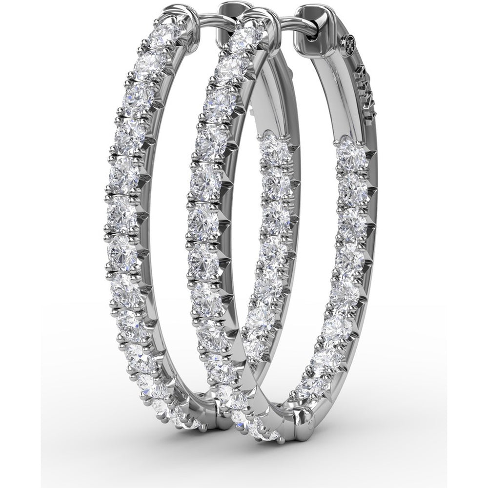 Hoop Earrings with Pavé Set Round Diamonds by Fana - 2.01 Carat Total Diamond Weight