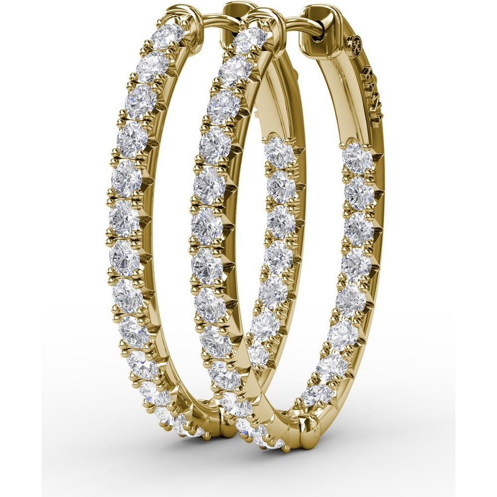 Hoop Earrings with Pavé Set Round Diamonds by Fana - 2.01 Carat Total Diamond Weight