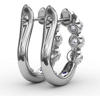 Hoop Earrings with Three Prong-Set Round Diamonds by Fana - 0.96 Carat Total Diamond Weight