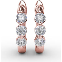 Hoop Earrings with Three Prong-Set Round Diamonds by Fana - 0.96 Carat Total Diamond Weight