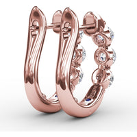 Hoop Earrings with Three Prong-Set Round Diamonds by Fana - 0.96 Carat Total Diamond Weight