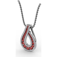 Infinity Loop Pendant with Pavé Accents and Round Rubies by Fana - 1.07 Carat Total Ruby Weight
