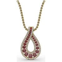 Infinity Loop Pendant with Pavé Accents and Round Rubies by Fana - 1.07 Carat Total Ruby Weight