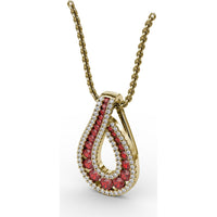 Infinity Loop Pendant with Pavé Accents and Round Rubies by Fana - 1.07 Carat Total Ruby Weight