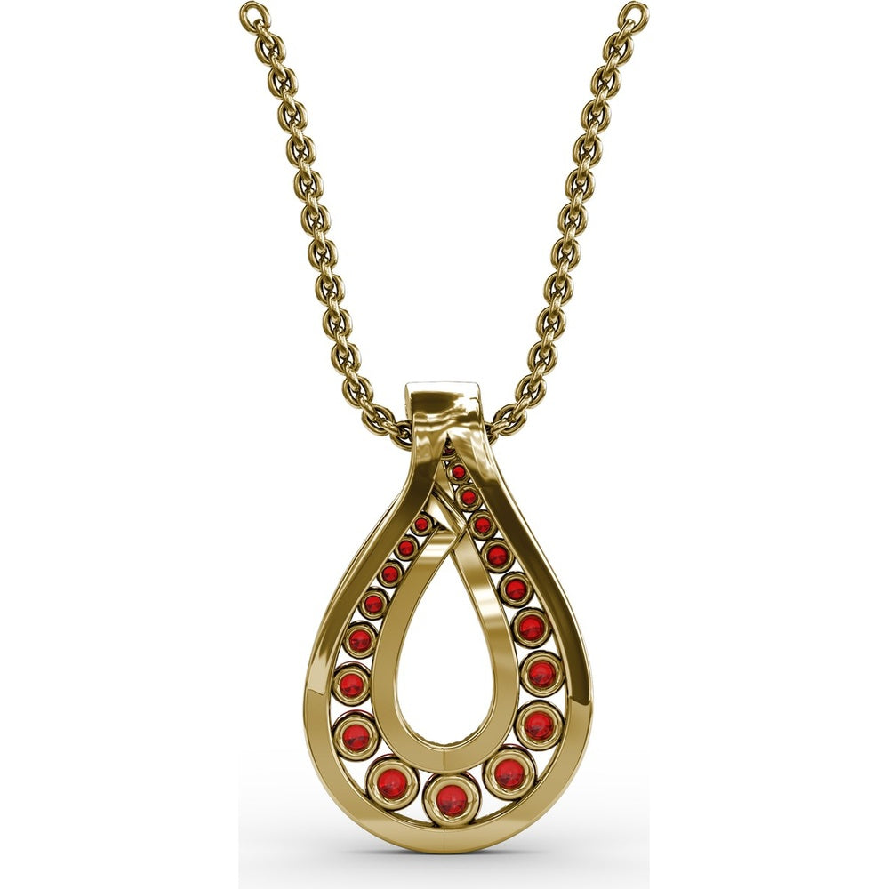 Infinity Loop Pendant with Pavé Accents and Round Rubies by Fana - 1.07 Carat Total Ruby Weight