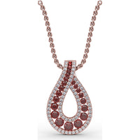 Infinity Loop Pendant with Pavé Accents and Round Rubies by Fana - 1.07 Carat Total Ruby Weight
