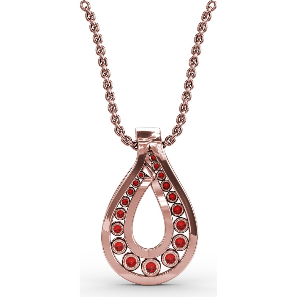Infinity Loop Pendant with Pavé Accents and Round Rubies by Fana - 1.07 Carat Total Ruby Weight