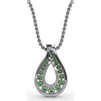 Infinity Loop Pendant with Round Emeralds and Pavé Diamonds by Fana - 0.91 Carat Total Gemstone Weight