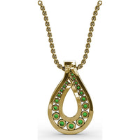 Infinity Loop Pendant with Round Emeralds and Pavé Diamonds by Fana - 0.91 Carat Total Gemstone Weight
