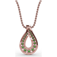 Infinity Loop Pendant with Round Emeralds and Pavé Diamonds by Fana - 0.91 Carat Total Gemstone Weight