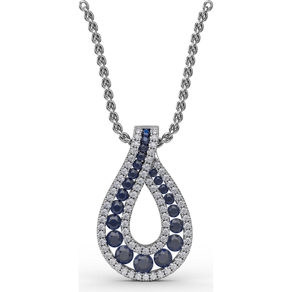 Infinity Loop Sapphire Pendant with Pavé Diamond Accents by Fana - 1.06 Carat Total Gemstone Weight