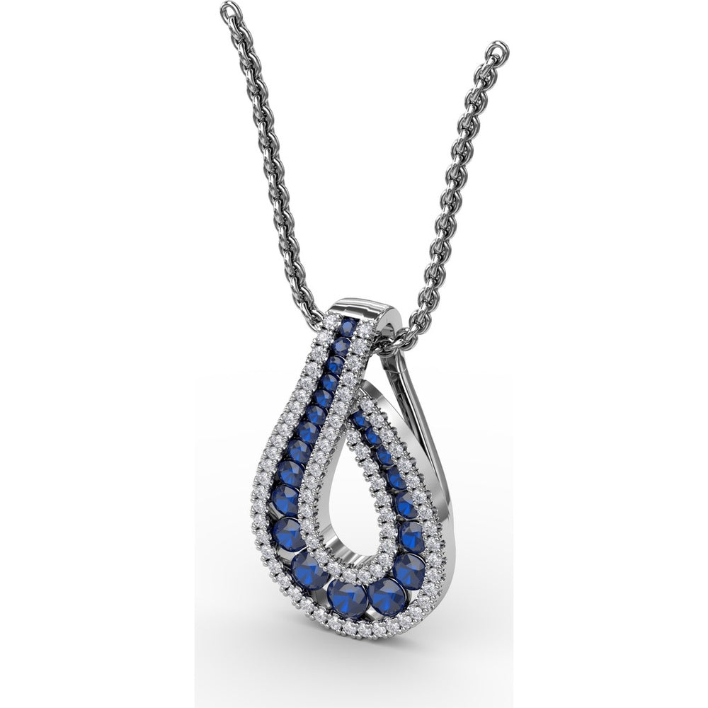Infinity Loop Sapphire Pendant with Pavé Diamond Accents by Fana - 1.06 Carat Total Gemstone Weight