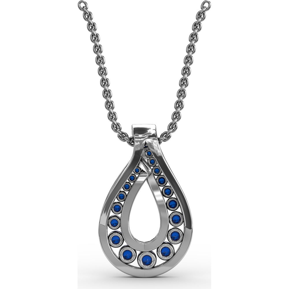 Infinity Loop Sapphire Pendant with Pavé Diamond Accents by Fana - 1.06 Carat Total Gemstone Weight