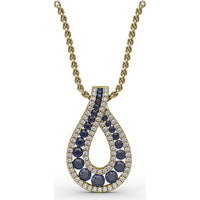 Infinity Loop Sapphire Pendant with Pavé Diamond Accents by Fana - 1.06 Carat Total Gemstone Weight