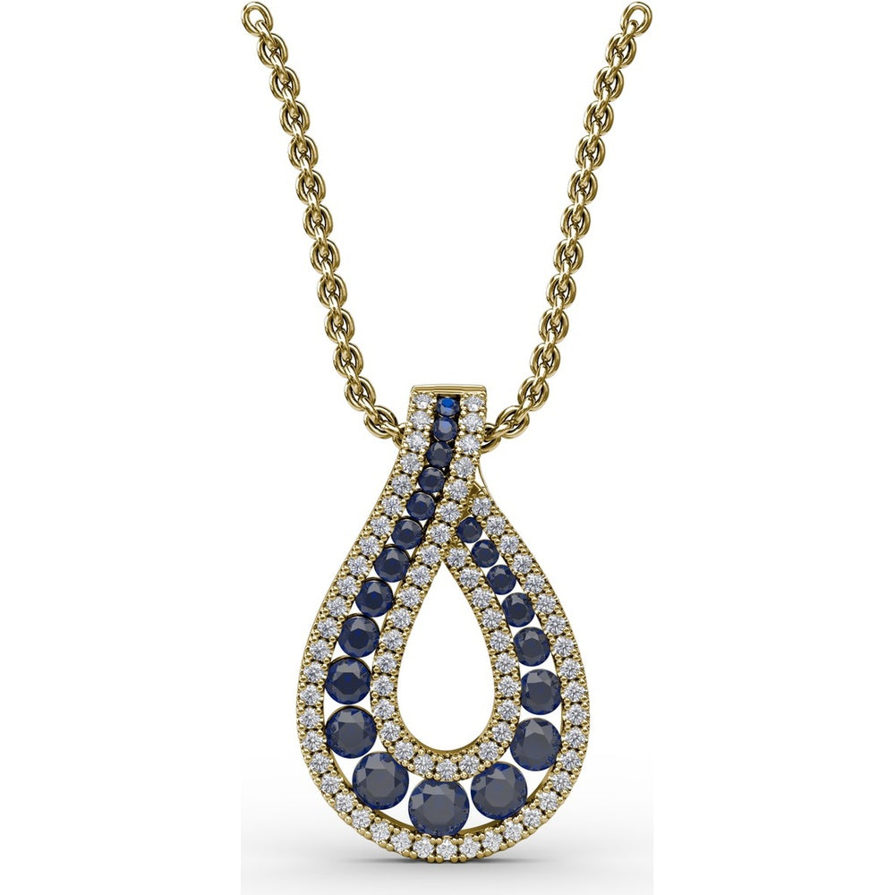 Infinity Loop Sapphire Pendant with Pavé Diamond Accents by Fana - 1.06 Carat Total Gemstone Weight