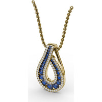 Infinity Loop Sapphire Pendant with Pavé Diamond Accents by Fana - 1.06 Carat Total Gemstone Weight