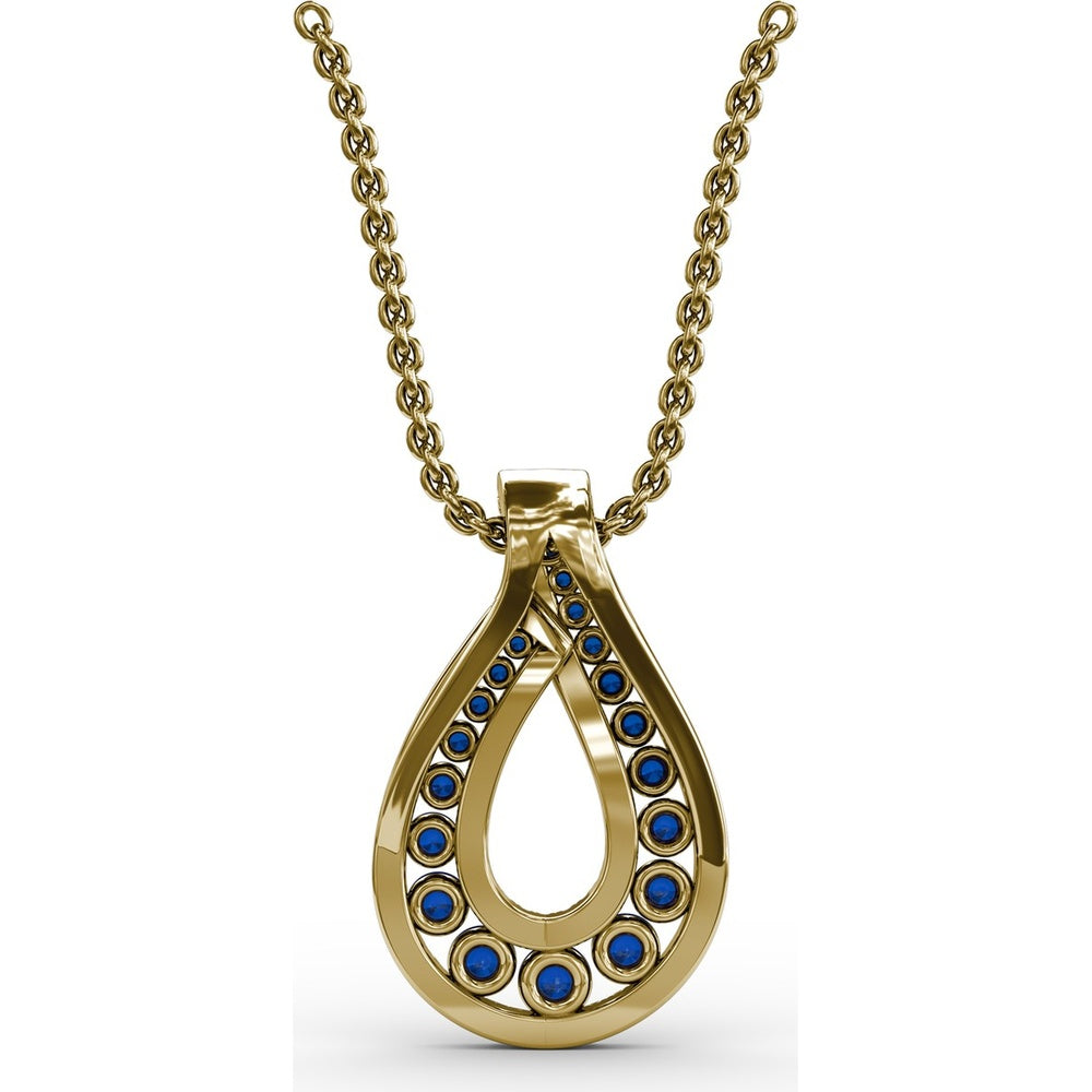 Infinity Loop Sapphire Pendant with Pavé Diamond Accents by Fana - 1.06 Carat Total Gemstone Weight
