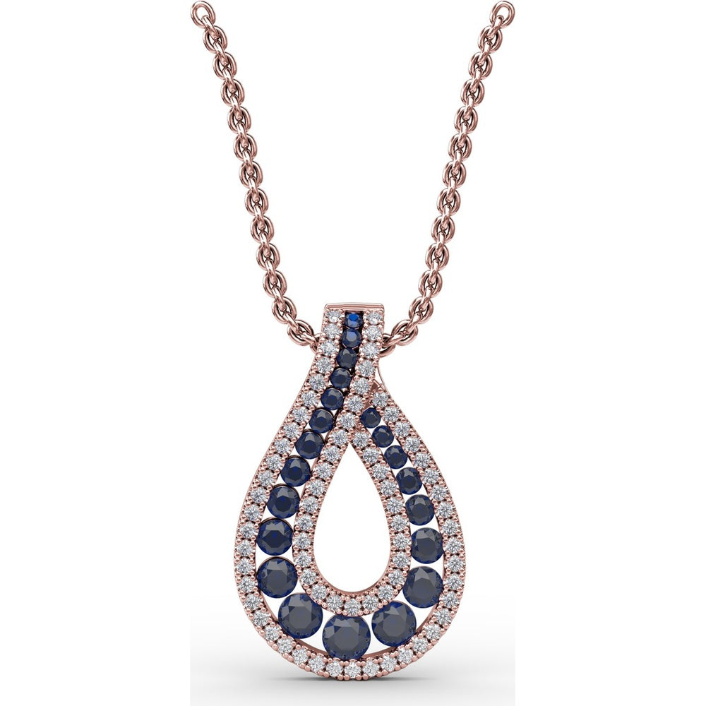 Infinity Loop Sapphire Pendant with Pavé Diamond Accents by Fana - 1.06 Carat Total Gemstone Weight