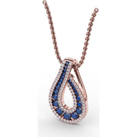 Infinity Loop Sapphire Pendant with Pavé Diamond Accents by Fana - 1.06 Carat Total Gemstone Weight