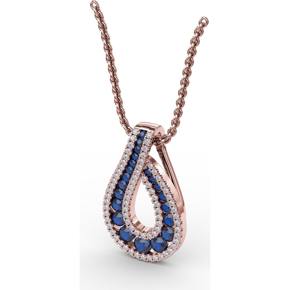 Infinity Loop Sapphire Pendant with Pavé Diamond Accents by Fana - 1.06 Carat Total Gemstone Weight